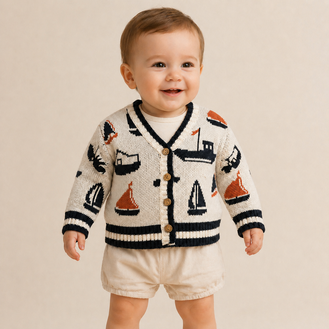 sailboat toddler knit cardigan