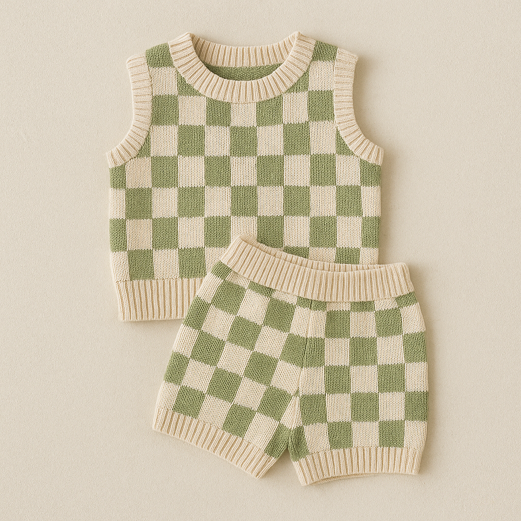 Swayde Check Set for Babies check pattern cotton knit fabric