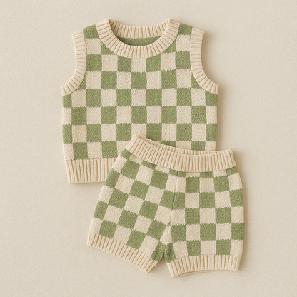 Swayde Check Set for Babies check pattern cotton knit fabric