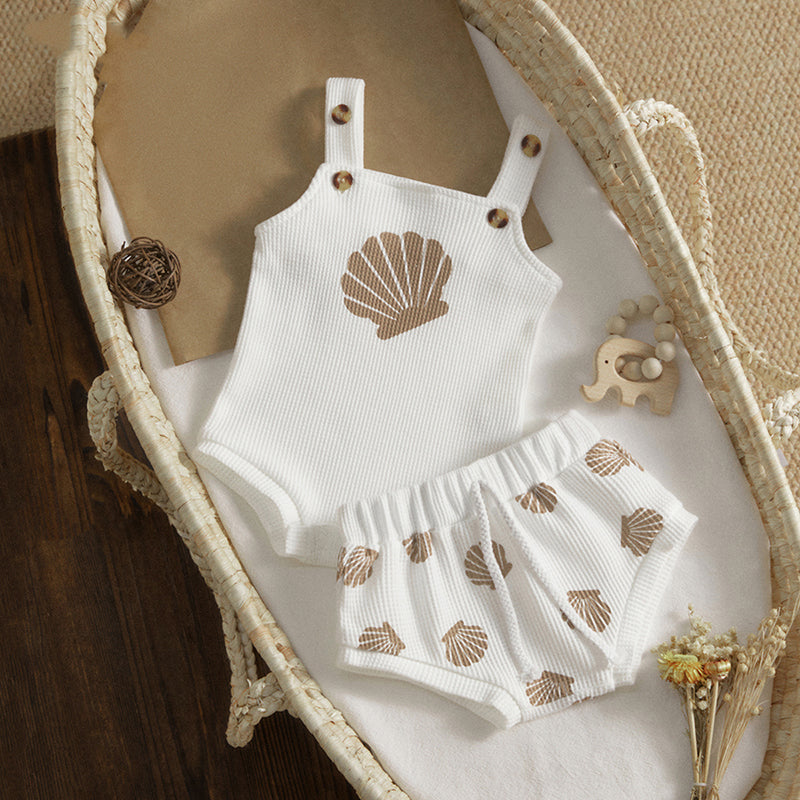 Cruz summer set for babies seashell print fabric